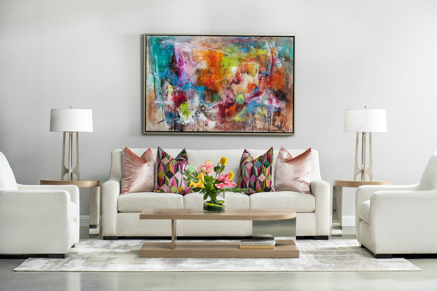 Germain Sofa in Modern Living Room-Pink